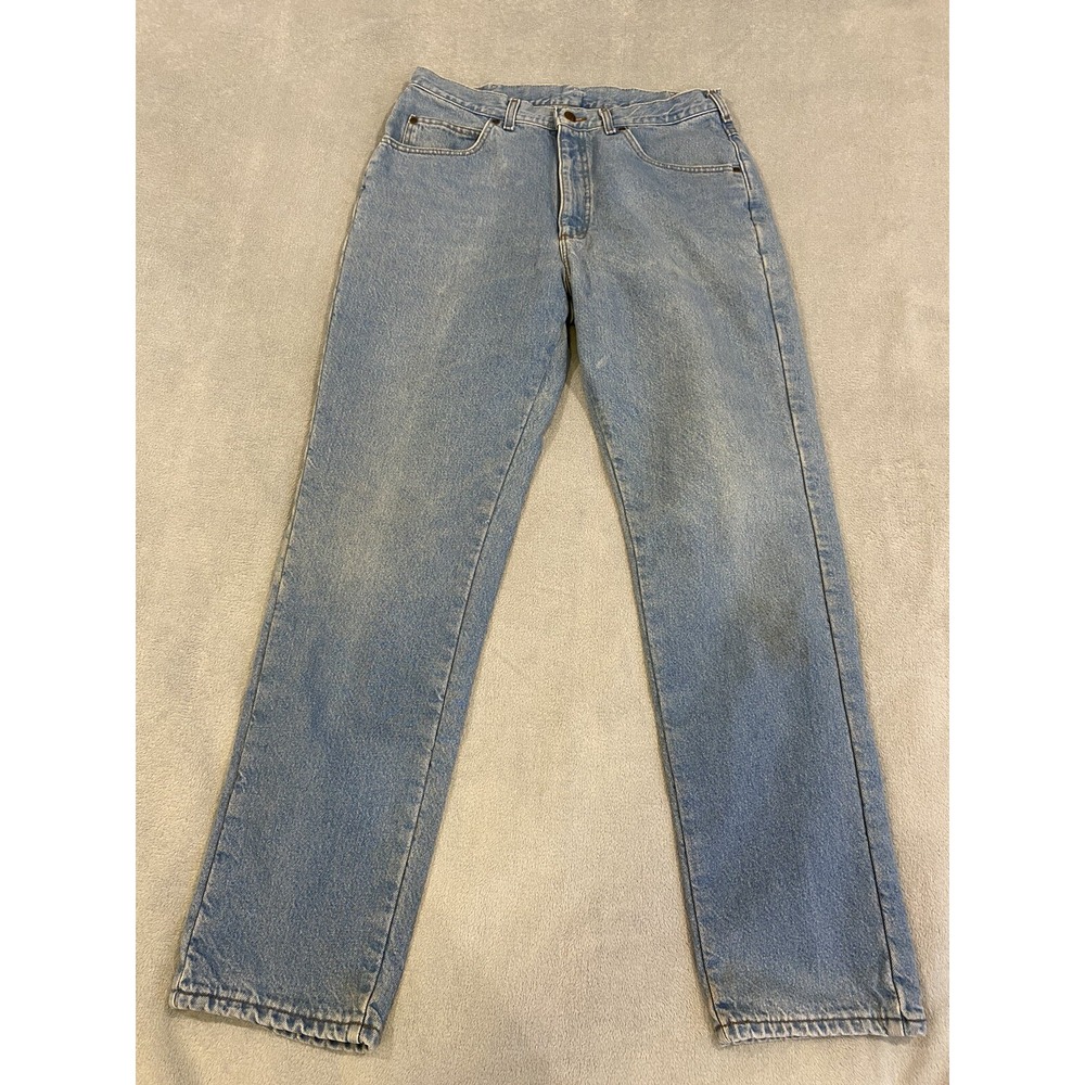 LL Bean Double L Flannel Lined Jeans Mens 36Wx34L Blue Classic Fit Straight Leg